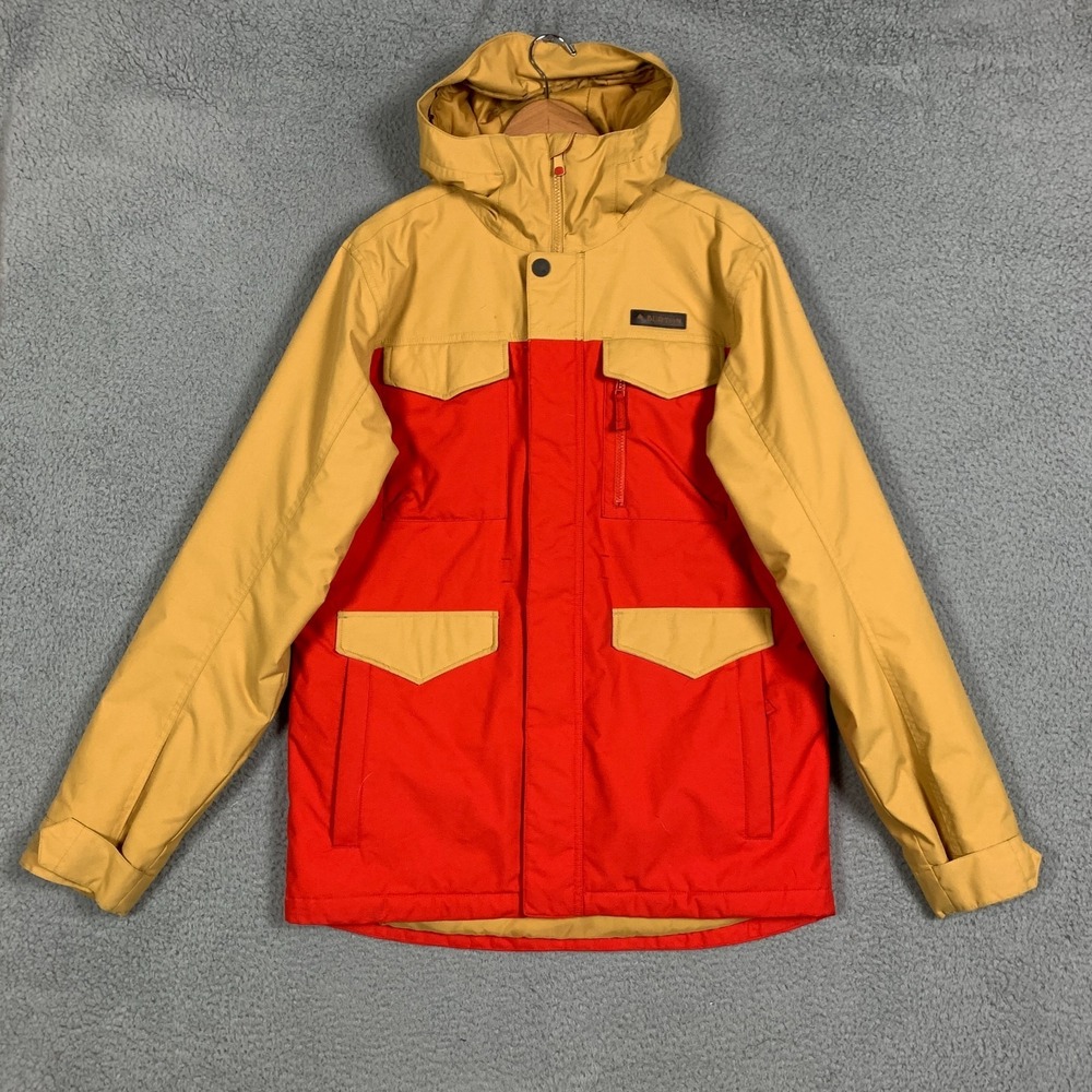 Burton Covert Jacket Men's Small S Yellow/Red Ski Snow DryRide Hooded Thermolite